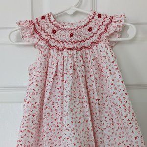 Red/White Floral Smocked Dress 24M